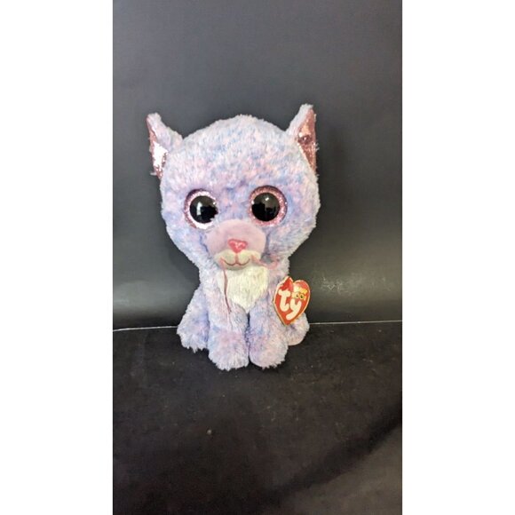 Ty Beanie Boos Cassidy The 6" Purple Cat Stuffed Animal Toy Plush - Picture 5 of 7
